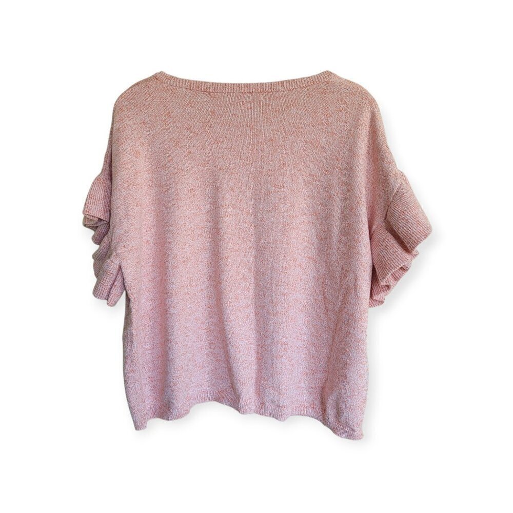 Madewell Peachy Pink Flutter Sleeve Sweater Tee Soft Easy Boxy Medium Womens - Picture 4 of 13